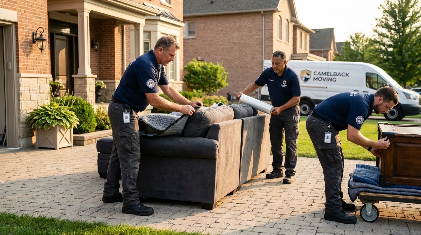 Large estate moving crew wrapping furniture in Wayne, IL