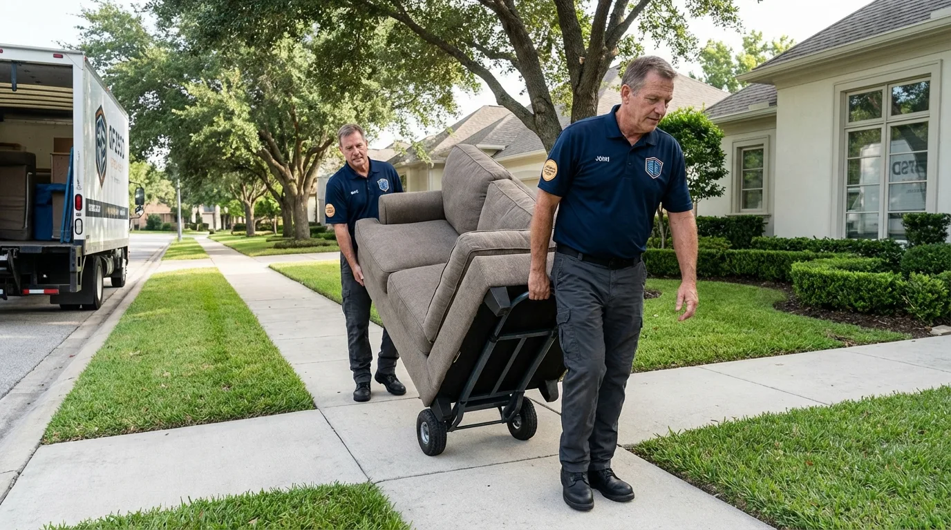 Local residential moving crew loading furniture in Wayne, IL