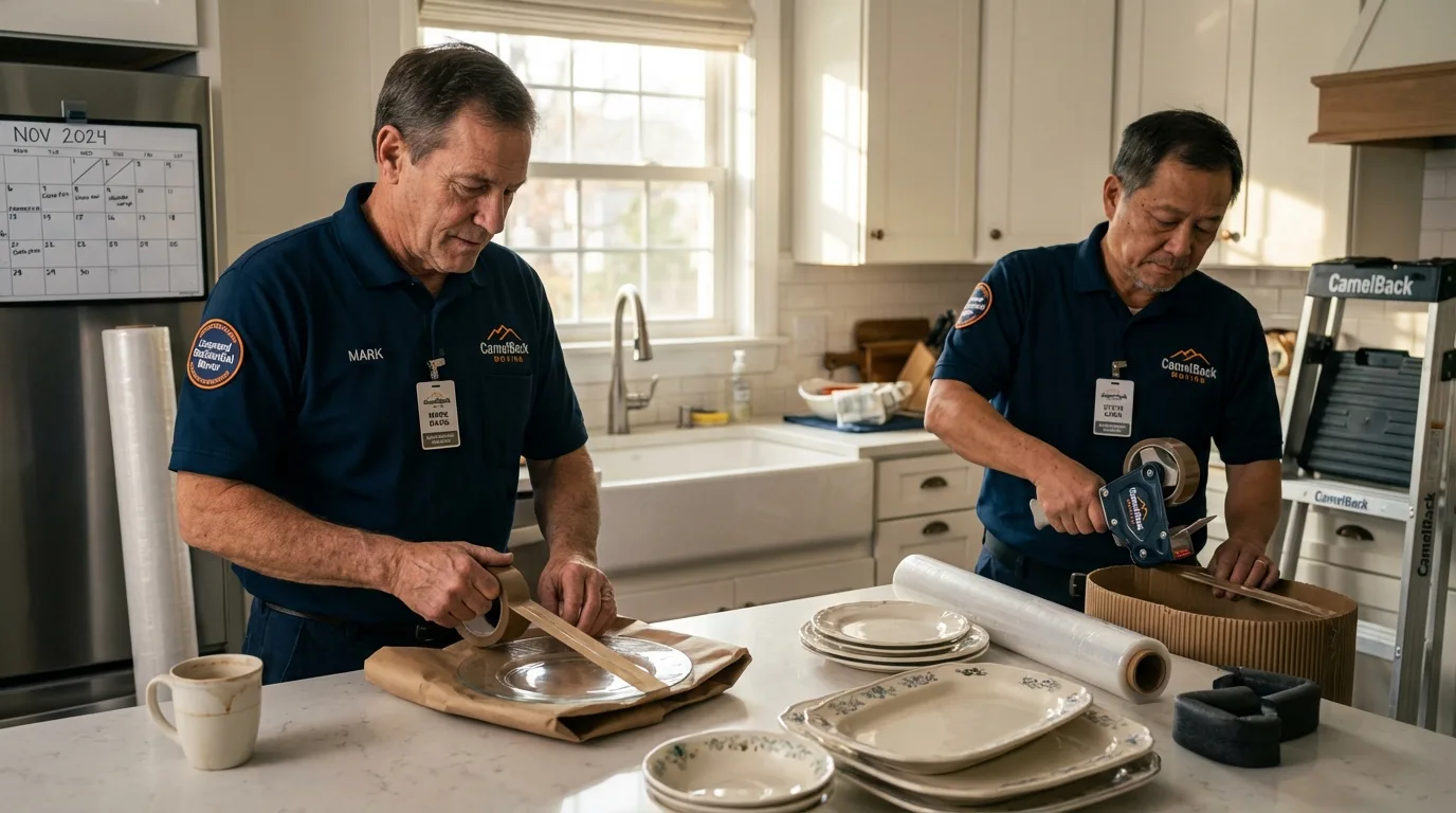 Professional crew packing kitchen dishware in Wayne, IL